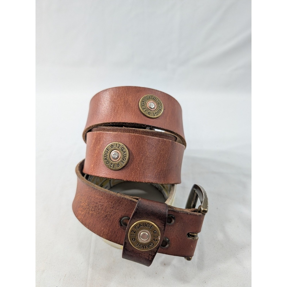 Nocona Western Belt Mens Leather Smooth Shotgun Shell Wine 44" Excellent